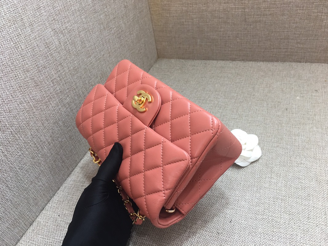 Small Classic Flap Lambskin Bag A01116 Cream Pink/Gold